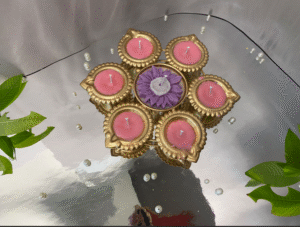 Pink Diya Urli Candle