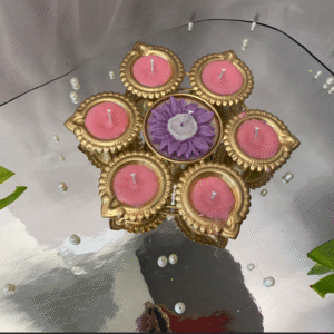Pink Diya Urli Candle