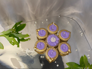 Purple Diya Urli Candle