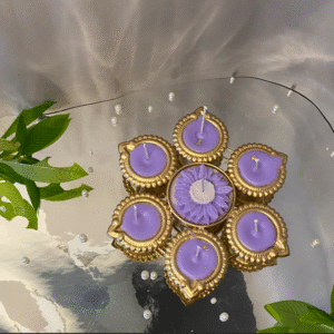 Purple Diya Urli Candle