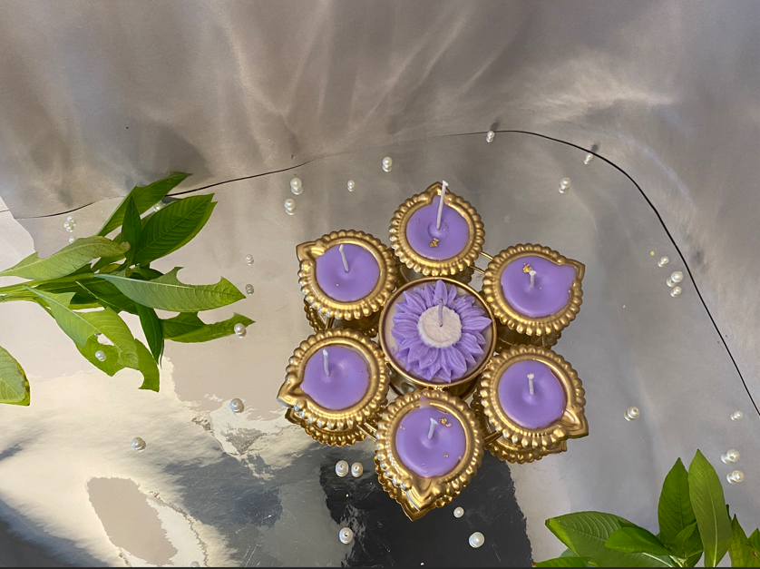 Purple Diya Urli Candle