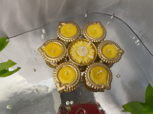 Yellow Diya Urli Candle