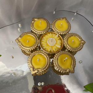 Yellow Diya Urli Candle